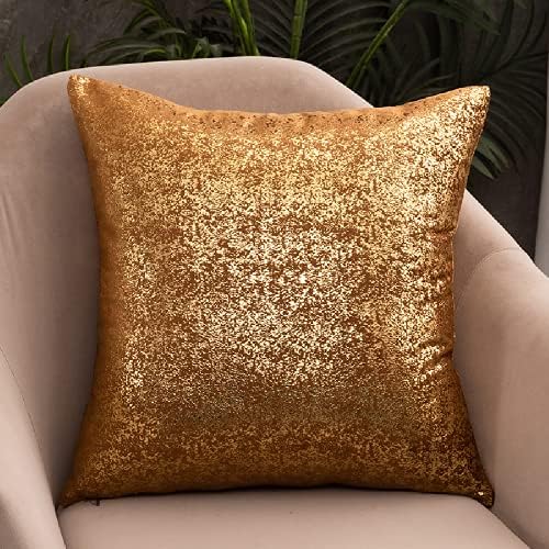 Deeprove Throw Pillow Cover Both Sides Sparkle Gold Foil Print, Decor Soft Velvet Hidden Zipper Closure Accent Pillow Cushion Case for Bedroom, Living Room, Sofa, Square 22 x 22 Inches 1 Pack, Taupe by Deeprove