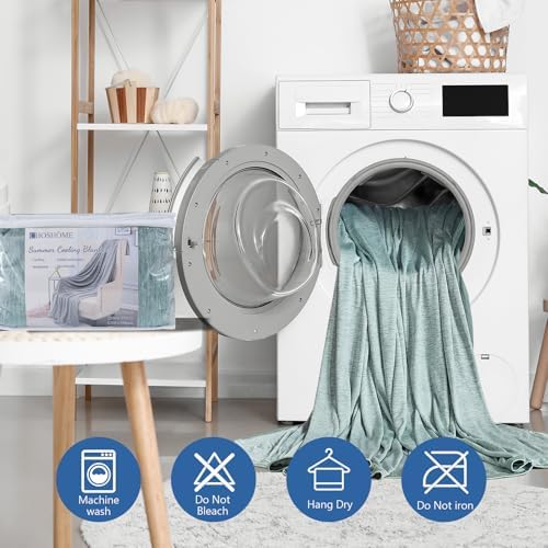 CHOSHOME Cooling Blanket for Hot Sleepers - Summer Blanket Thin Soft Lightweight Breathable Double Side Enhanced Cooling for Hot Flashes, Night Sweats, Bed, Couch (Green, 96 x 102 inches) - Image 5