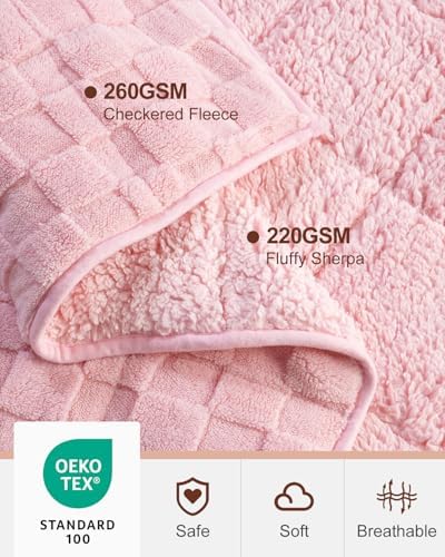 Kivik 15lbs Weighted Blanket for Adults, Checkered Fleece & Sherpa, 60"x80" - Image 4