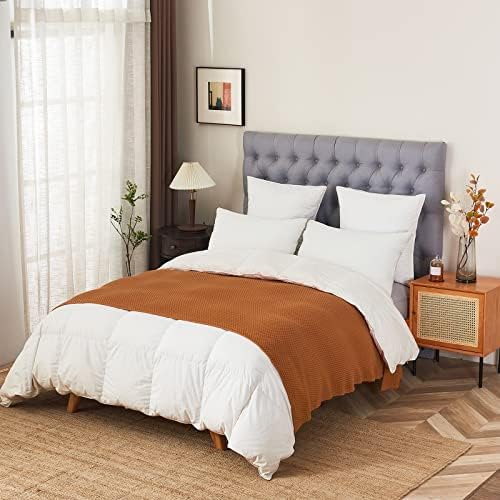 Longhui bedding 100% Cotton Knitted Throw Blanket – Burnt Orange, Soft & Cozy, Machine Washable, 51"x63" – Perfect for Living Room, Couch, Sofa, Bed or Travel - Image 4