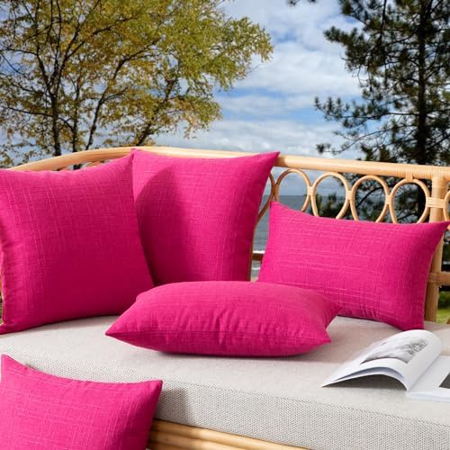 Kevin Textile Outdoor Waterproof 12”x20” Pillow Covers 2 Pack, Hot Pink - Image 7