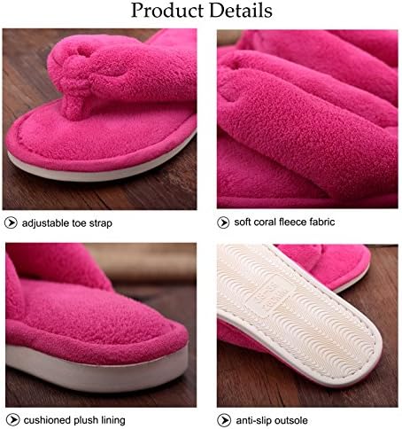 Onmygogo Indoor Slippers for Women Open Toe with Memory Foam, Soft Faux Fur Nonslip House Slippers - Image 6