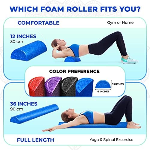 Yes4All High-Density EPP Half Round Back Roller Foam, Exercise Foam Roller for Yoga, Pilates & Stretching - 12, 18, 24, 36 inch - Image 2