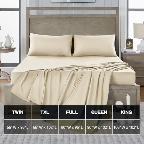FreshCulture King Flat Sheet - Hotel Quality King Flat Sheet Only - Brushed Microfiber Top Sheet - Ultra Soft & Breathable - Wrinkle-Free - Easy Care - Single Flat Sheet (King, Beige) - Image 5