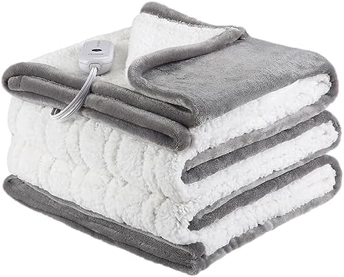 ESTINGO Electric Blanket Twin Size - 62"x84" Twin Heated Blanket with 5 Heating Levels, Heating Blanket with 10h Auto-Off Overheating Protection for Bedroom Office Couch, Light Gray by ESTINGO-EnjoyToastyWarm