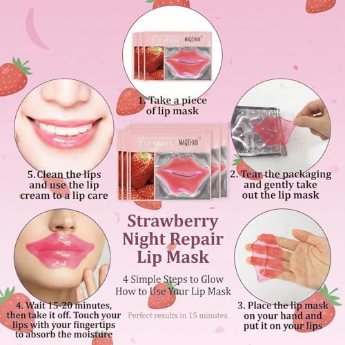 MAQIHAN 30PCS Lip Mask Patches - Pink Hydrating Lip Masks for Dry Lips - Image 4