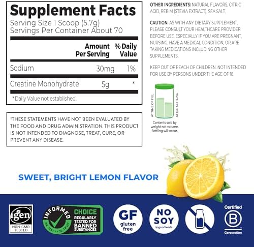 Orgain 5g Creatine Monohydrate Micronized Powder, Lemonade, 80 Servings - Image 2