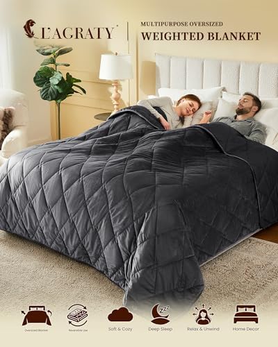L'AGRATY King Size Weighted Blanket for Adults 25lbs, 88"x104" Cooling - Image 2