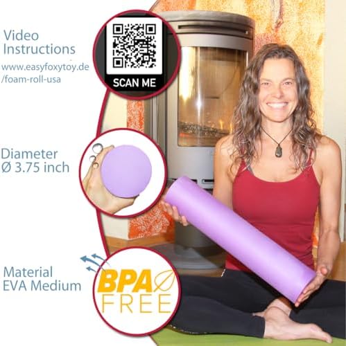 Small Size Medium-Hard Density EVA 4 Inch Foam Roller for Back &Leg Pain; Sore Muscle Recovery; Trigger Point Massage Roller Ø3.75x18inch Physical Therapy; Helps as Spine Cracker Stretcher - Image 5