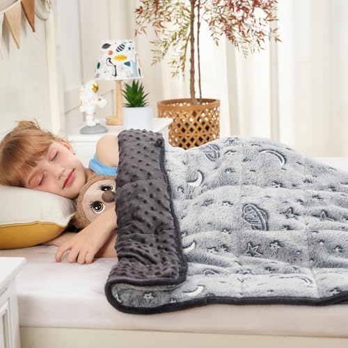 yescool Weighted Blanket 3 Pounds Weighted Lap Blanket, Glow in The Dark Star Heavy Blankets, Warm Minky Weighted Throw Blanket Gifts for 20-40lbs, 36"x48" - Image 6
