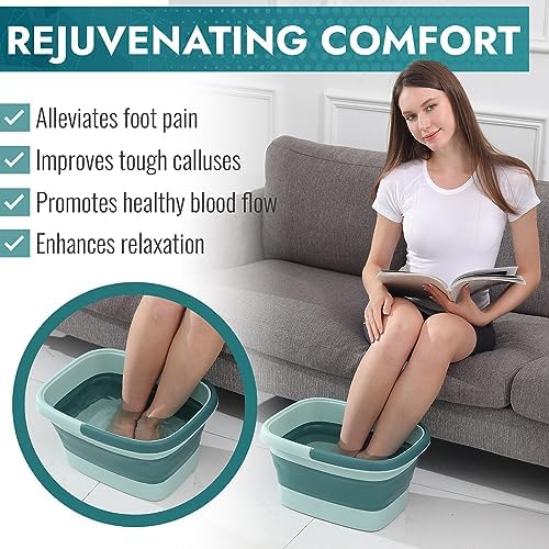 AllSett Health Collapsible Foot Bath – Advanced Foot Soaking Tub with Portable Design and Handle, Compact and Lightweight Foot Soak with Acupressure Points - Green, Blue - Image 5