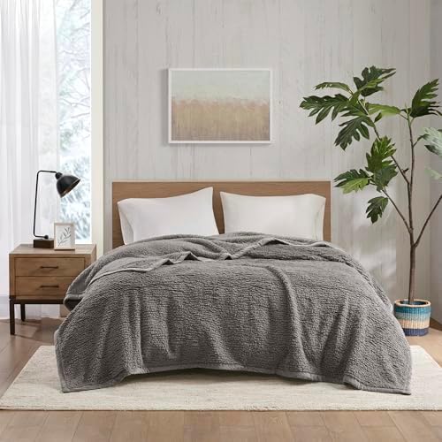 Woolrich Burlington Berber Blanket Super Soft, Cozy Lightweight Cover with Luxurious Velvet Binding, Modern Trendy All Season Bedspread Bedding-Set, Full/Queen: 90x90, Grey - Image 2