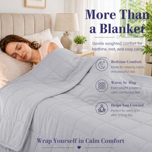 L'AGRATY King Size Weighted Blanket for Adults 20lbs, 80"x87" Cooling Heavy Blanket Microfiber Breathable Big Weighted Throw Blanket for Couple Summer Fall Winter, Light Grey - Image 2