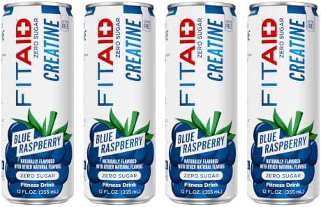 FITAID Creatine Recovery Drink, Electrolytes, Zero Sugar, Blue Raz, 4pk by LIFEAID