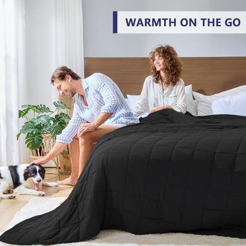 yescool Weighted Blanket for Adults (20 lbs, 88” x 104”, Black) Cooling Heavy Blanket for Sleeping Perfect for 190-210 lbs, Queen Size Breathable Blanket with Premium Glass Bead, Machine Washable - Image 4