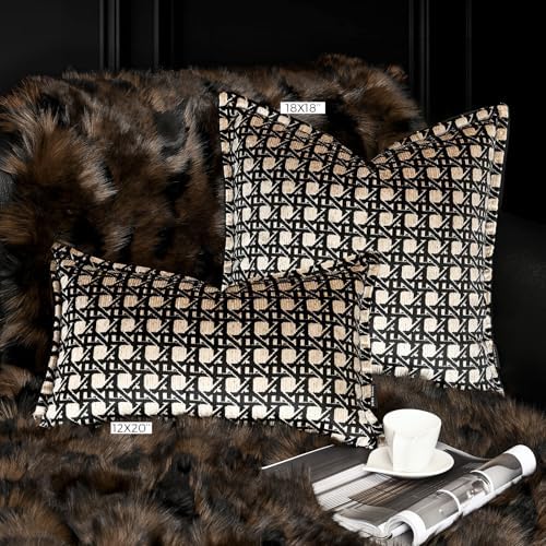 Throw Pillow Cushion Cover 18x18 inches, Gold Geometric Openwork Pattern Pillowcases, Modern Luxury Living Room Sofa Square Pillow Covers for Bed Couch Sofa Bedroom - Image 6