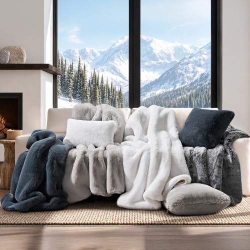 EVERGRACEHOME Faux Chinchilla Fur Throw Blanket, 50"x60", Snow Mink - Image 6