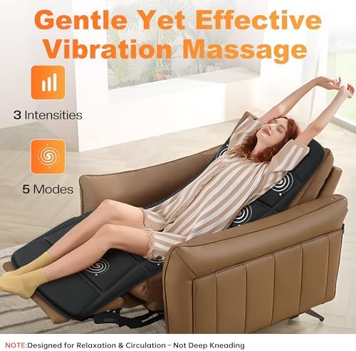 CILI Massage Mat Full Body,Massager Chair Pad,10 Vibration Motors & 5 Massage Modes,Back Massager for Bed,Massage Mattress Pad for Back,Heating Pad with Auto Shut Off - Image 3