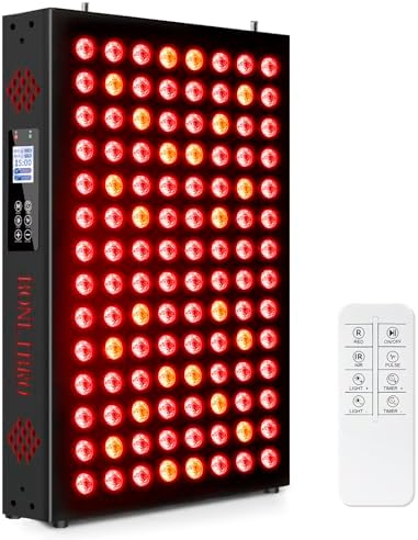 Red Light Therapy for Face and Body, Infrared Light Therapy with Timer & Remote Control, Quad Wave 660nm 850nm 630nm 940nm Near Infrared Light Therapy Panel Portable Dual Chip LED Device for Body by BONLIBRO