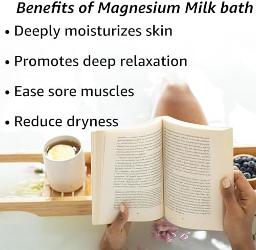 Creamy Magnesium Milk Bath Soak Powder Moisturize Soften Skin Coconut Vanilla Shea Butter Luxury Spa Bath Salt Relaxation Selfcare Gifts for Women - Image 2