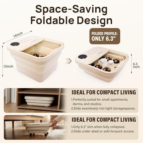 Collapsible Foot Spa Foot Soaking Tub Foot Spa Bath Massager with Heat | Remote Control with Detachable Rollers,Precise Temp Control,Hidden Handle, Foot Bath for Home Pedicure&Stress Relief - Image 4