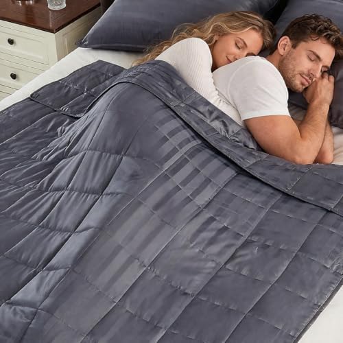 anfie Weighted Blanket King Size for Adults (80"x87" 20lbs Stripe Grey),Cooling Heavy Blanket for Sleeping Perfect for 190-210 lbs, Breathable Blanket for Adults & Couple All Season, Machine Washable by anfie