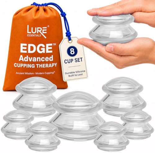 Silicone Cupping Set, Cupping Kit for Massage Therapy and Cellulite, 8 Cups by LureEssentials