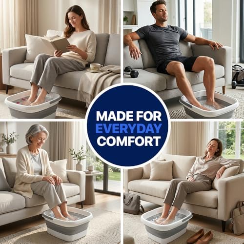 AllSett Health Collapsible Foot Bath – Advance Feet Soaking Tub with Portable Design and Handle – Foldable Pedicure Foot Spa Basin – Compact and Lightweight Soak Tub with Acupressure Points, White - Image 7