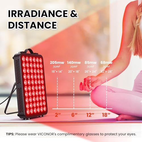 Red Light Therapy for Body, 660nm 850nm Near Infrared Light Therapy Panel, 60 Dual Chip LED Device with 300W of Power, Ideal for Body, Face, Improve Sleep, Skin Health, Includes Hanging Kit & Handle - Image 4