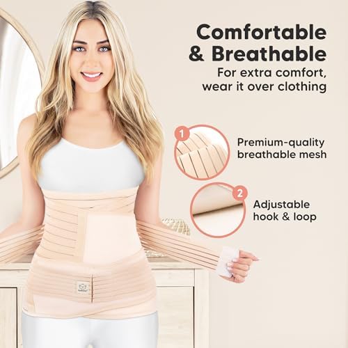 3 in 1 Postpartum Belly Support Recovery Wrap Band (Classic Ivory, M/L) - Image 3