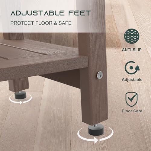 Waterproof HDPE Shower Bench for Inside Shower, Shower Stool, Mocha - Image 5