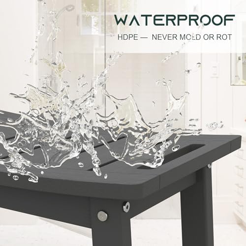 Waterproof HDPE Shower Bench for Inside Shower, Shower Stool, Grey - Image 4