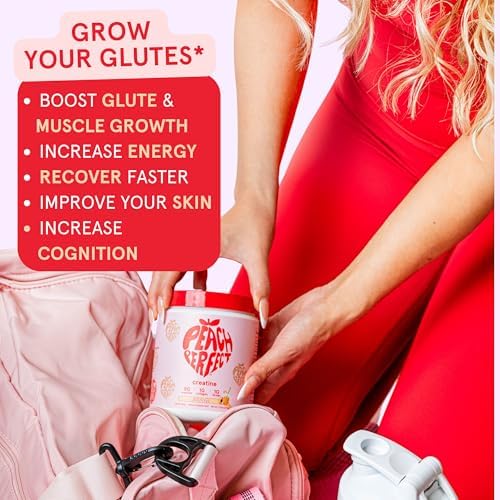 Peach Perfect Creatine for Women – Micronized Creatine Monohydrate Powder with BCAA & Collagen for Glute Strength Support, Boost Energy, Focus, Strength, and Endurance – Strawberry Acai, 30 Servings - Image 6