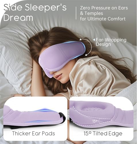 Sleep Mask with Headphones Bluetooth 5.4, TOPOINT 3D Eye Mask Blackout with Soft Bamboo Cotton for Side Sleepers Women Men, Sleep Headphones Earphones HD Speaker Microphone for Travel Meditation Gift - Image 5