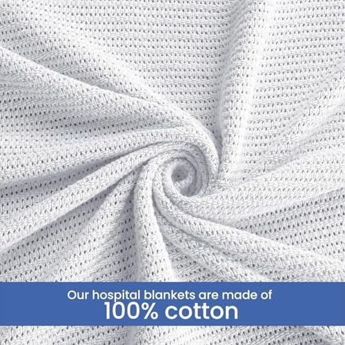 Linteum Textile Supply White Hospital Thermal Blanket 66x90 Inch 100% Cotton, Soft and Cozy, Breathable, Open-Cell Weave Design, All Season Twin Hospital Blanket (4-Pack) - Image 4