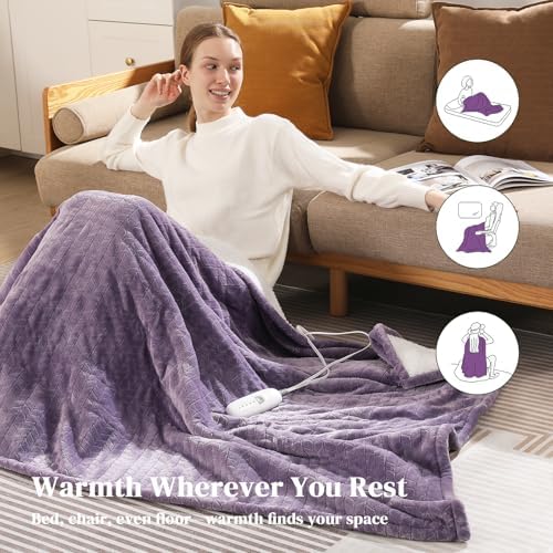 King Heated Blanket King Electric Blanket with Dual Controls, Lavender - Image 6