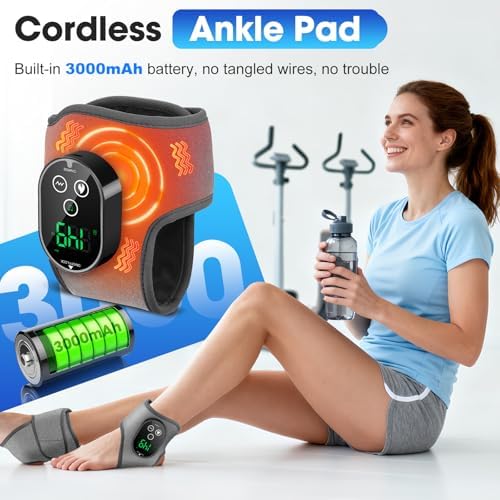 2PCS Cordless Foot Massager for Neuropathy, Foot and Ankle Massager for Circulation and Pain Relief, 3000mAh Rechargeable Ankle Heating Pad with Massage for Plantar Fasciitis, Black - Image 5