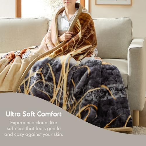 Nestl Korean Mink Blanket Queen Size - 9 Lbs Velvet Fleece Korean Blanket - 2 Ply Warm & Thick Winter Blanket - Wrinkle & Fade Resistant - 79 x 94 Inches (Tiger) - Image 3