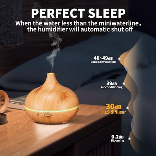 Aroma Diffuser for Essential Oil Large Room,Office Essential Oil Diffusers for Home Kids, Ambient Light Cool Mist humidifier for Bedroom Auto Off with 10 Essential Oils - Image 3