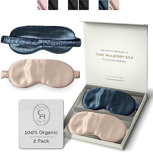 Silk Sleep Mask for Women and Men - Silk Eye Mask for Sleeping, Blindfold, Eye Covers, Pack of 2 by ColoradoHomeCo