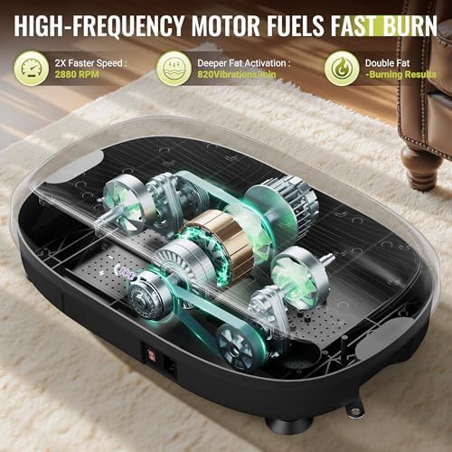 FLYBIRD Vibration Plate Exercise Machine for Lymphatic Drainage, Adjustable Levels Full Body Workout, Curved Vibration Plate with Powerful Motor for Weight Loss Fat Burner, Home Fitness Equipment - Image 5