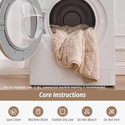 Wemore Soft Weighted Blanket for Adults 60" x 80" 15 lbs Queen Size Khaki - Image 7