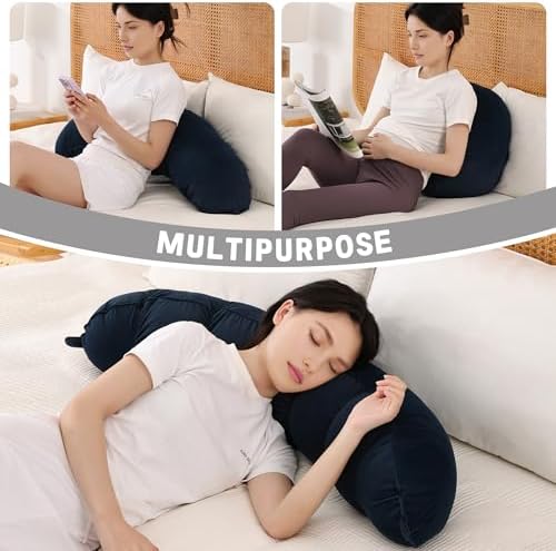 Peallow(Pat. Pend) – Long Round Body Pillow for Adults, Bolster Pillow for Sleeping, Soft and Supportive Pillow for Sleeping & Lumbar Support (Teal Blue,39") - Image 6