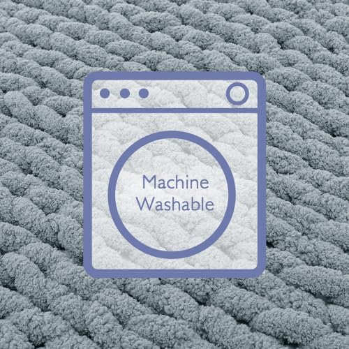 Bigacogo Chunky Knit Throw Blanket for Couch, 40x40 inches, Dusty Blue - Image 6