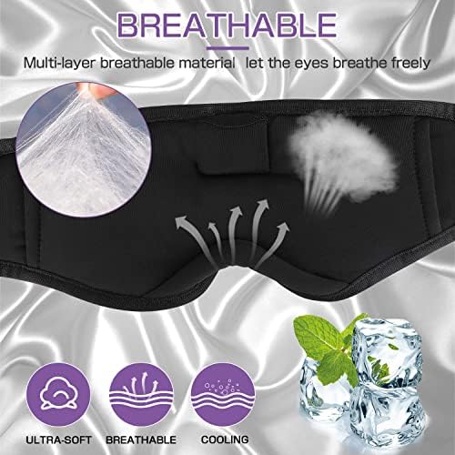 LC-dolida Sleep Headphones, Silk Sleep Mask Bluetooth Wireless Music Eye Mask, Sleeping Headphones for Side Sleepers Sleep Mask with Bluetooth Headphones Ultra-Thin Stereo Speaker Perfect for Sleeping - Image 2