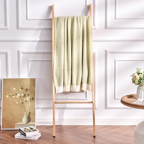 CozeCube Reversible Knitted Throw Blanket, Sage Green White Melange 60"x80" - Image 7