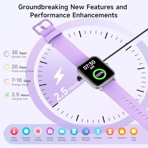Gydom Smart Watches for Women for Android & iPhone, Alexa Built-in, 1.8" Smartwatch with Heart Rate/SpO2/Sleep/Stress, IP68 Waterproof Fitness Tracker, 101+ Sports Modes, Purple - Image 6