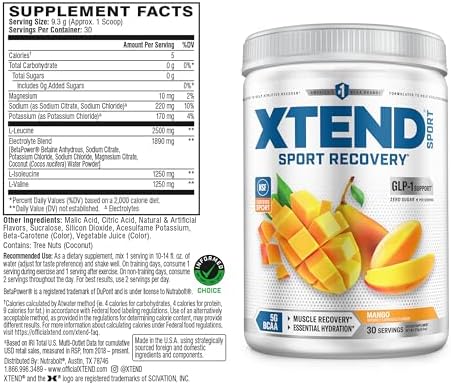 Xtend Sport BCAA Powder for Recovery, Mango, 30 Servings - Image 2