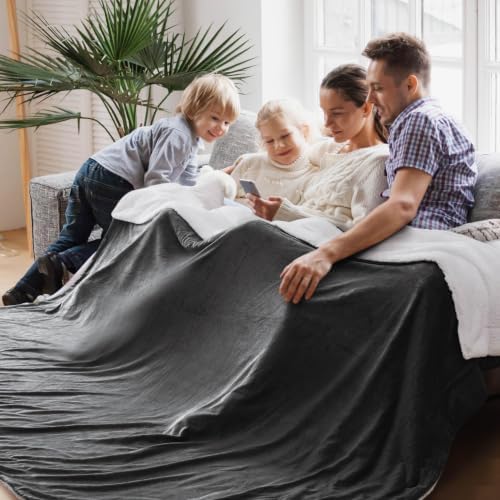 Bedsure GentleSoft Sherpa Fleece Cal King Blankets for Bed, Non-Heated, Thick and Warm Oversized Throw for Women and Men, Soft Fuzzy Plush Large Blanket for Winter, Charcoal, 112x98 Inches by BEDSURE