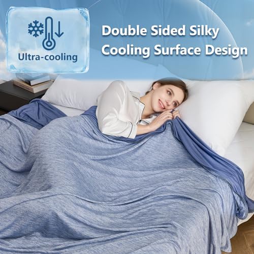 CHOSHOME Cooling Blanket for Hot Sleepers - Summer Blanket Thin Soft Lightweight Breathable Double Side Enhanced Cooling for Hot Flashes, Night Sweats, Bed, Couch (Blue, 60 x 90 inches) - Image 2